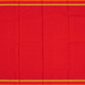 White Handloom Kanchipuram Korvai Silk Saree With Red Temple Border-White