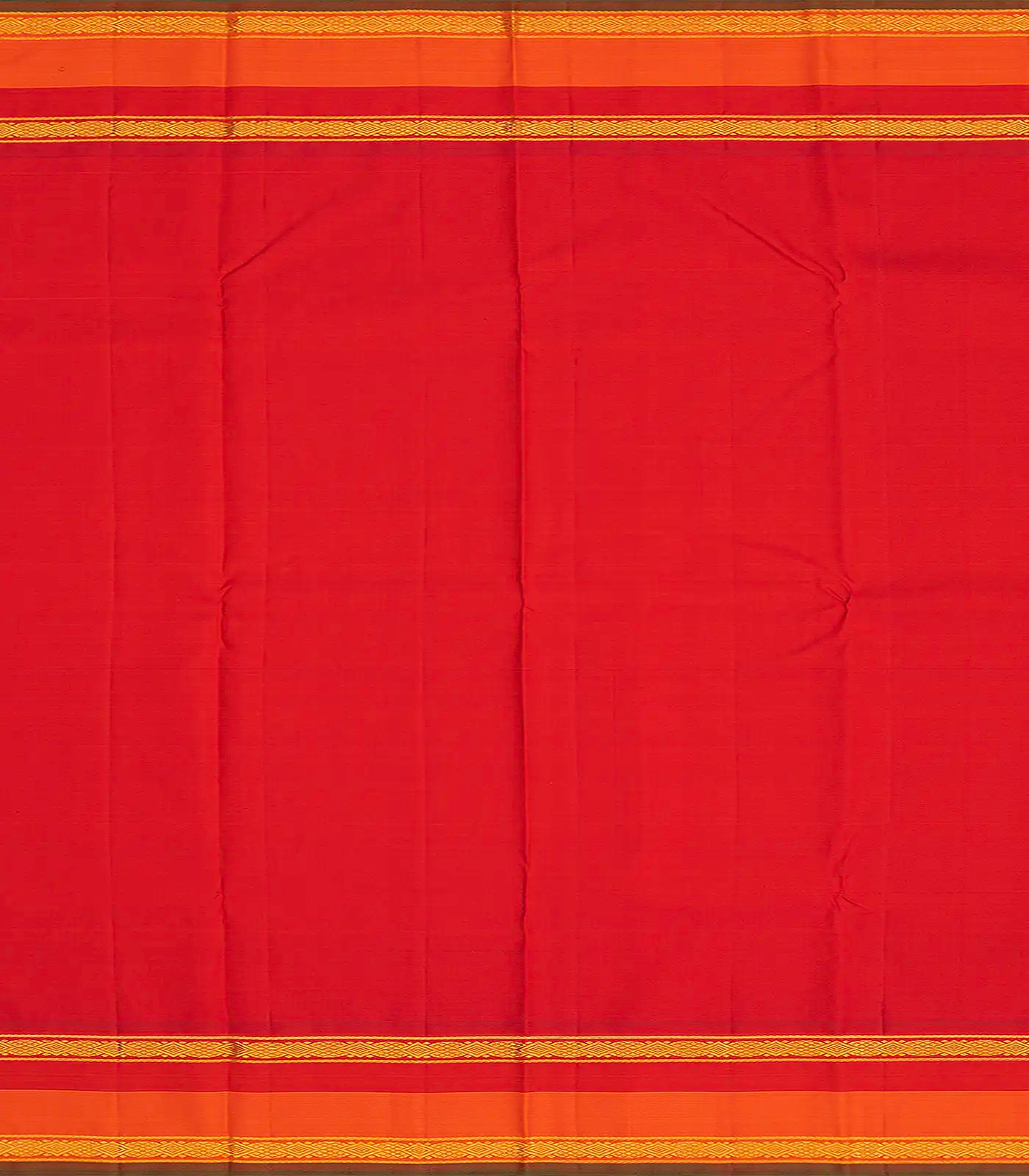 White Handloom Kanchipuram Korvai Silk Saree With Red Temple Border-White