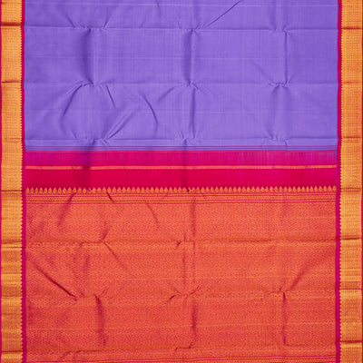Lavender Handloom Kanchipuram Korvai Silk Saree With Pink Border-Lavander