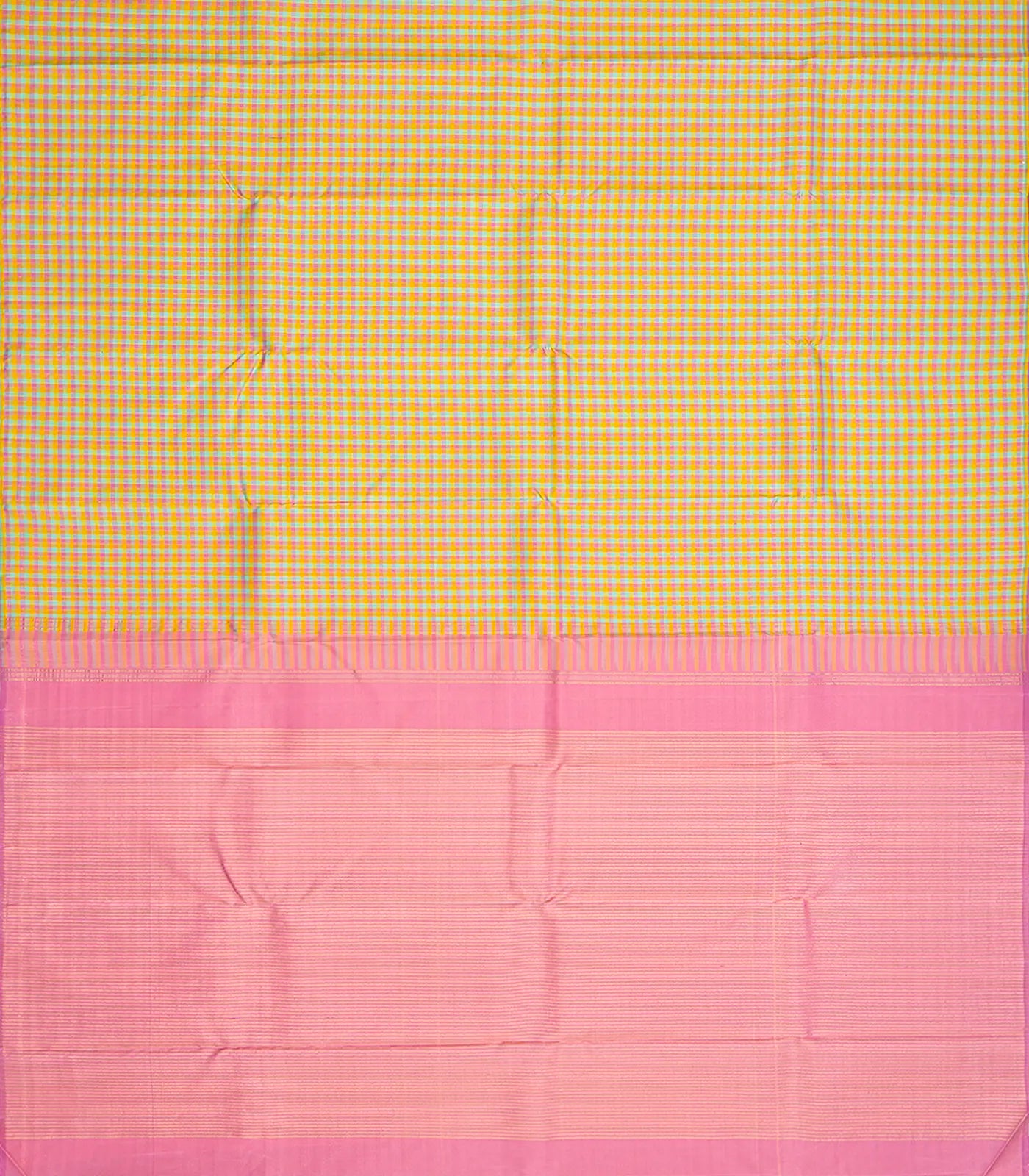 Multi Colour Handloom Kanchipuram Silk Saree With Checks-Multi colour