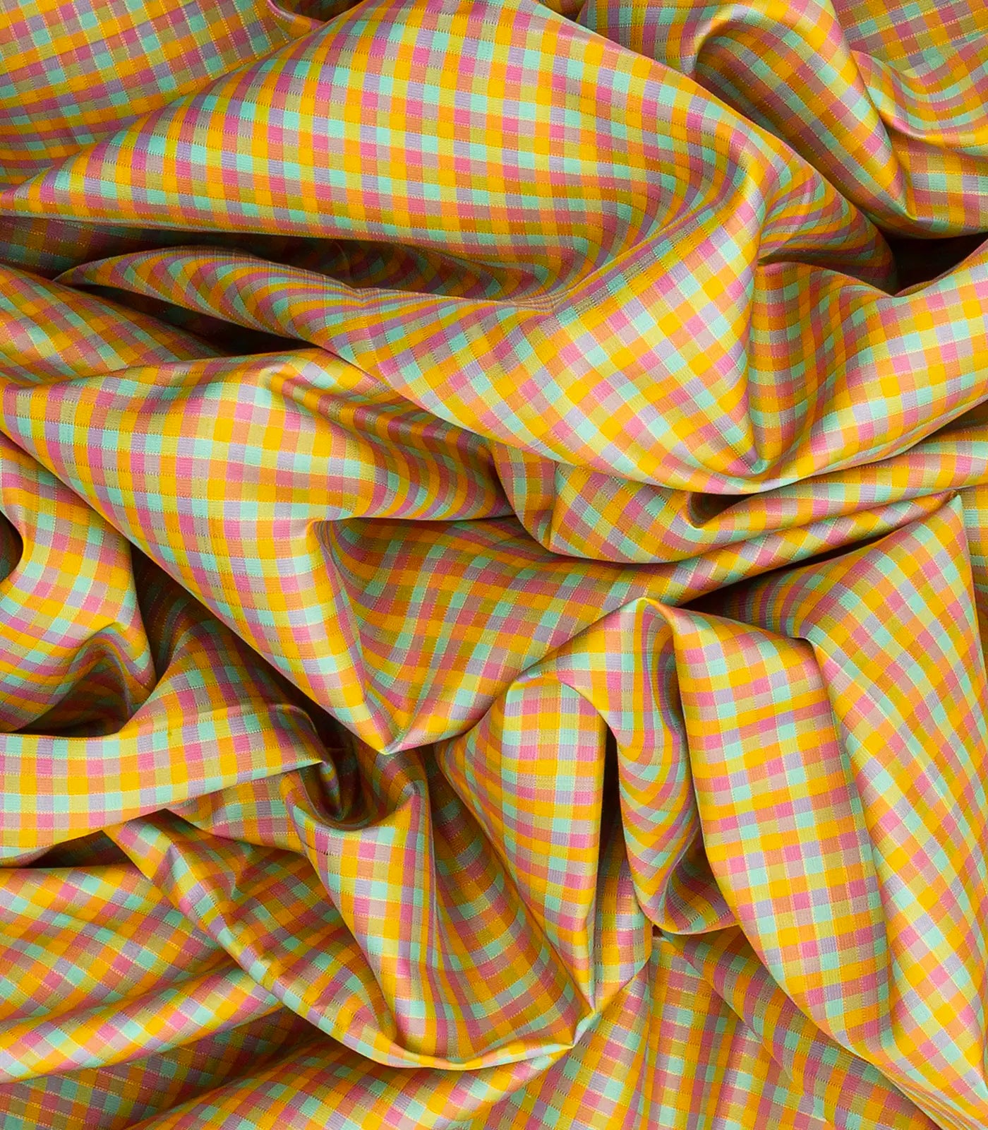 Multi Colour Handloom Kanchipuram Silk Saree With Checks-Multi colour