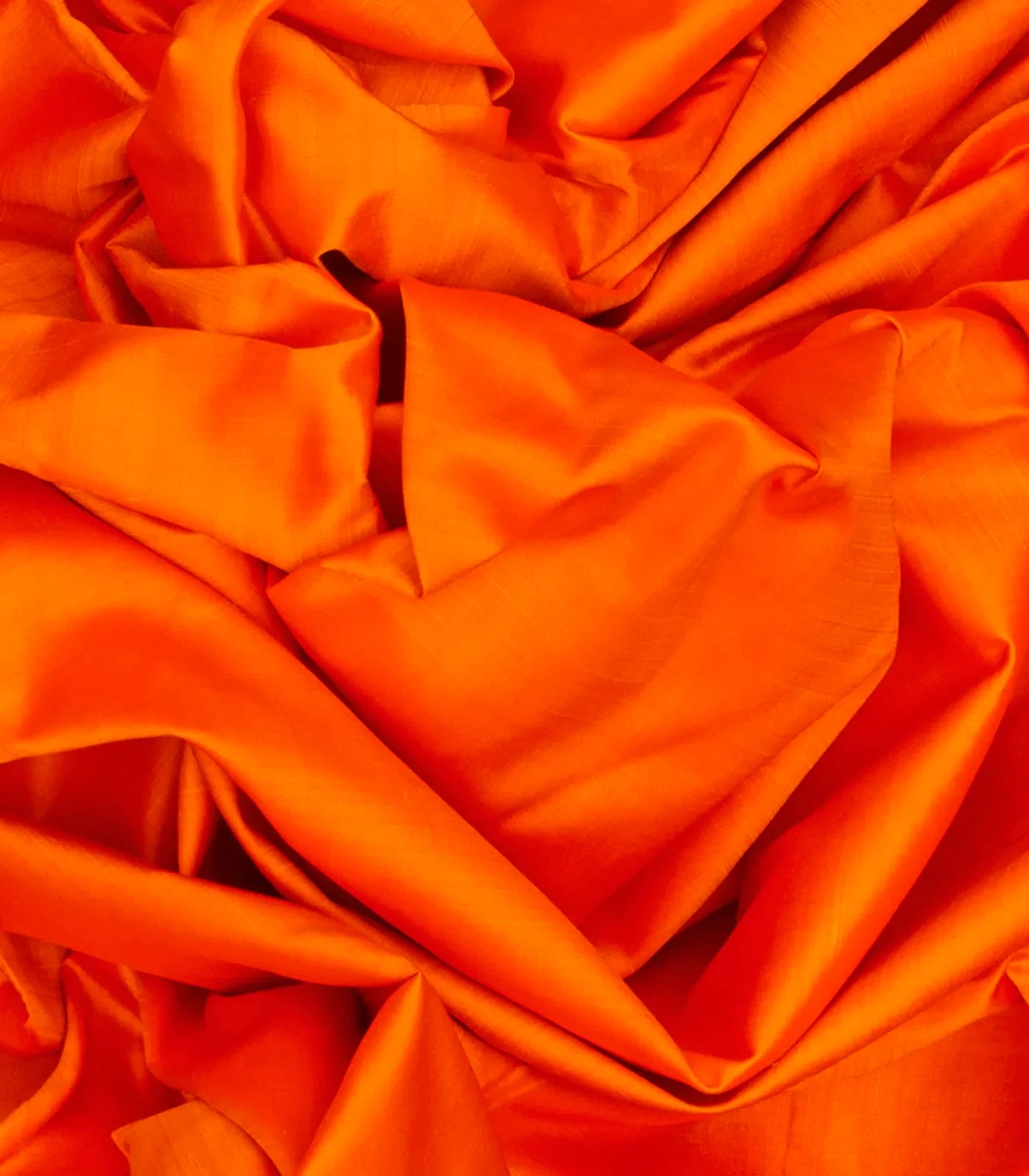 Orange Handloom Kanchipuram Korvai Silk Saree With Crimson Border-Orange