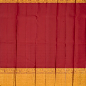Maroon Handloom Kanchipuram Korvai Silk Saree With Zari Checks-Maroon