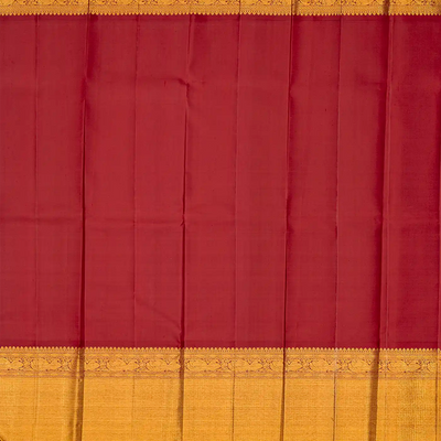 Maroon Handloom Kanchipuram Korvai Silk Saree With Zari Checks-Maroon