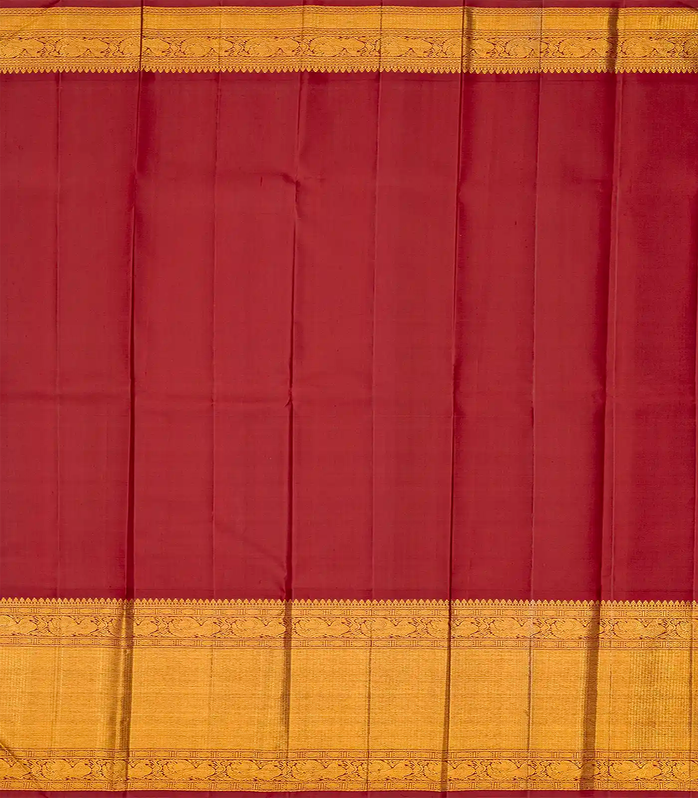 Maroon Handloom Kanchipuram Korvai Silk Saree With Zari Checks-Maroon