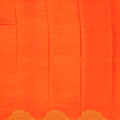 Dark Peach Handloom Kanchipuram Korvai Silk Saree Zari Stripes-Dark Peach