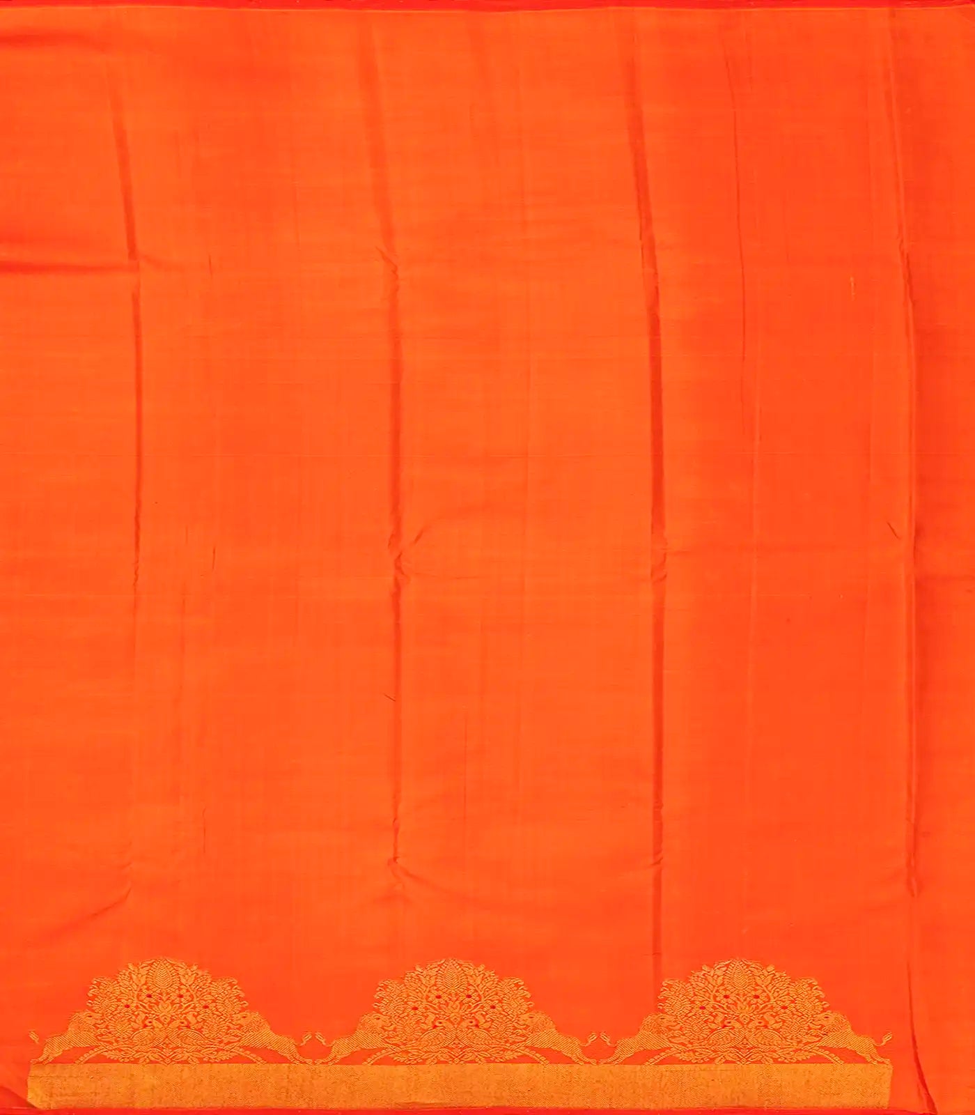 Dark Peach Handloom Kanchipuram Korvai Silk Saree Zari Stripes-Dark Peach