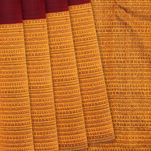 Maroon Handloom Kanchipuram Silk Saree Zari Border-Maroon