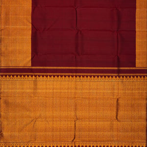 Maroon Handloom Kanchipuram Silk Saree Zari Border-Maroon