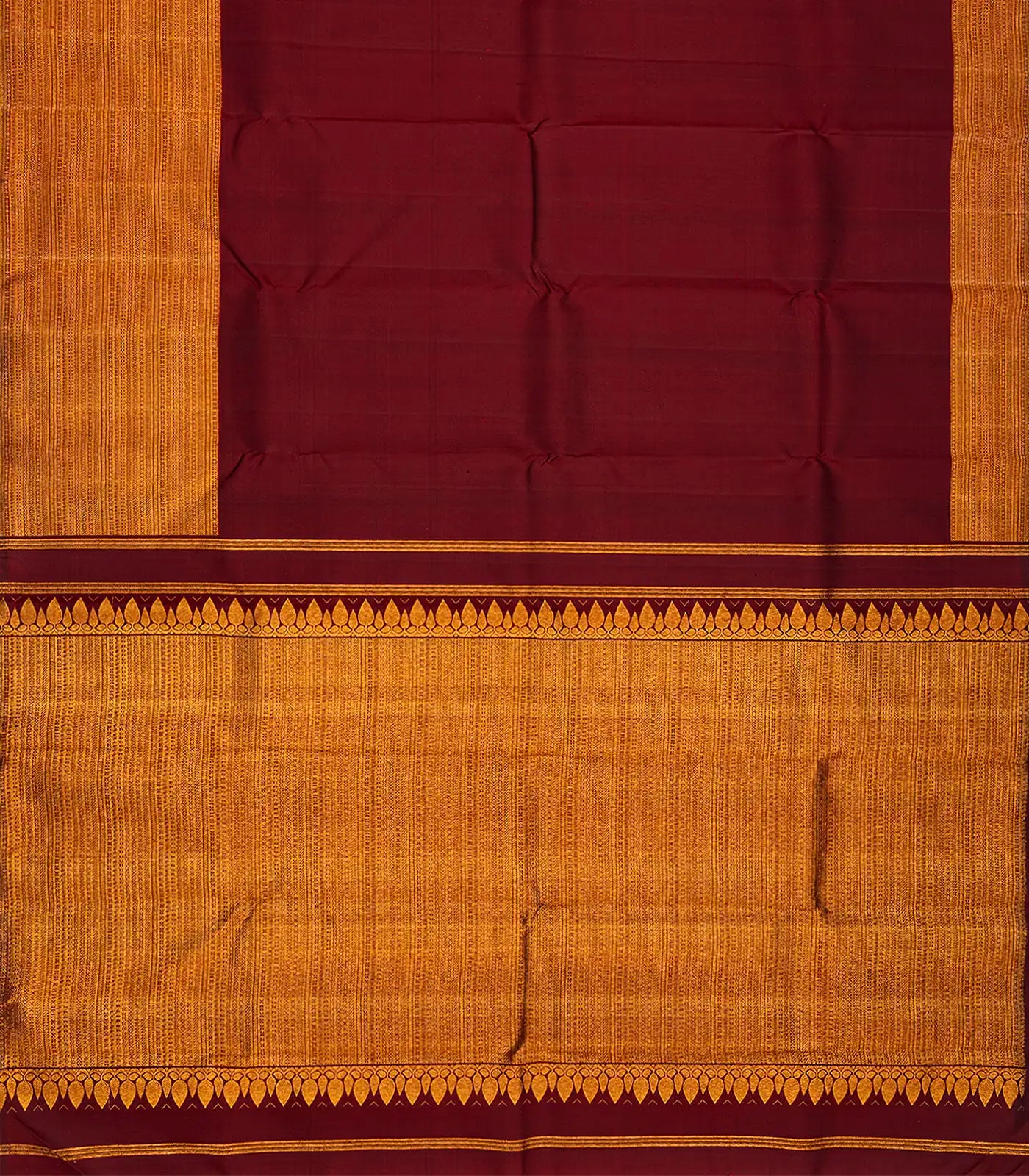 Maroon Handloom Kanchipuram Silk Saree Zari Border-Maroon
