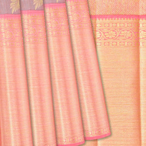 Lavender Handloom Kanchipuram Silk Saree Mango Motifs-Lavander