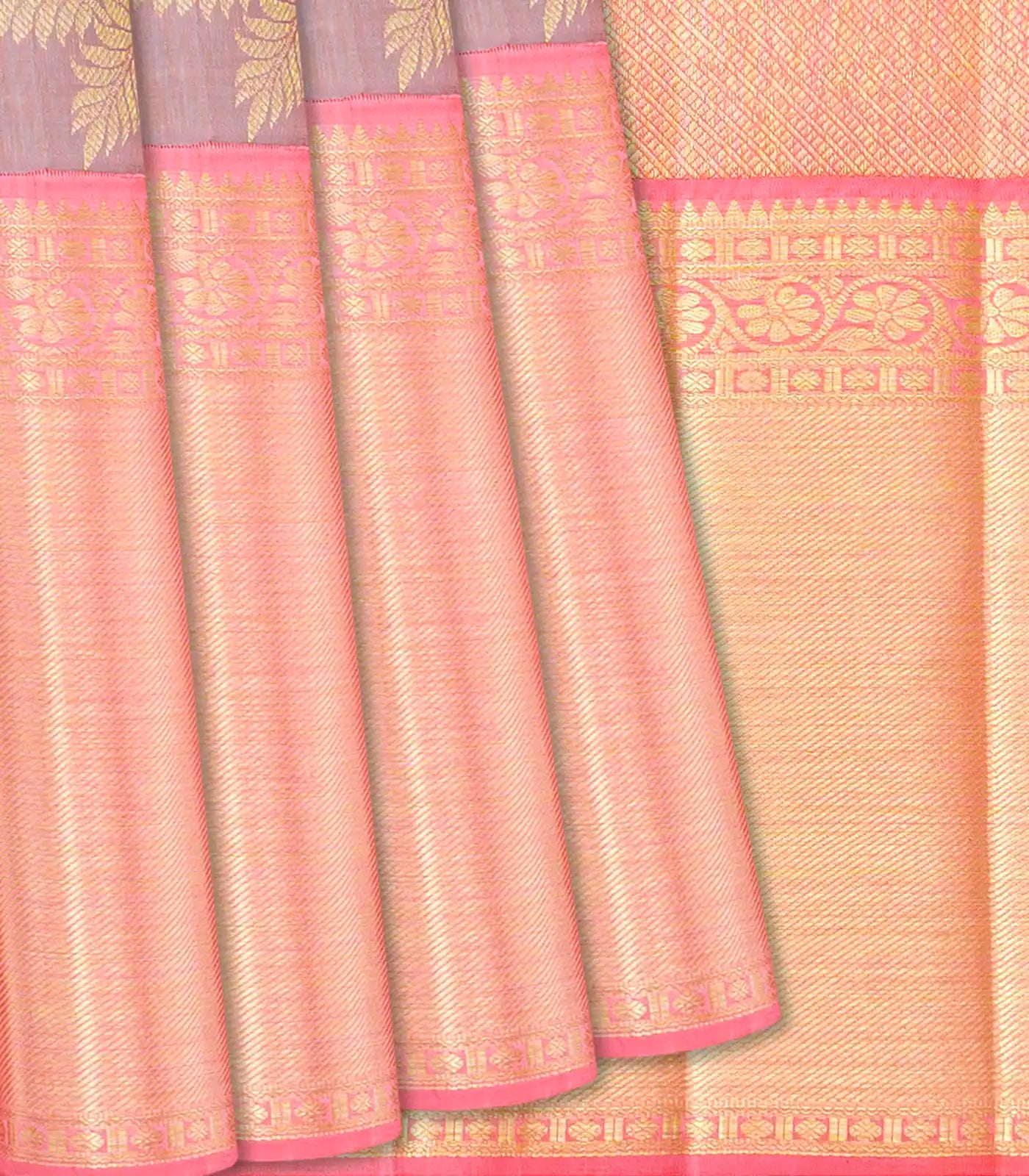 Lavender Handloom Kanchipuram Silk Saree Mango Motifs-Lavander