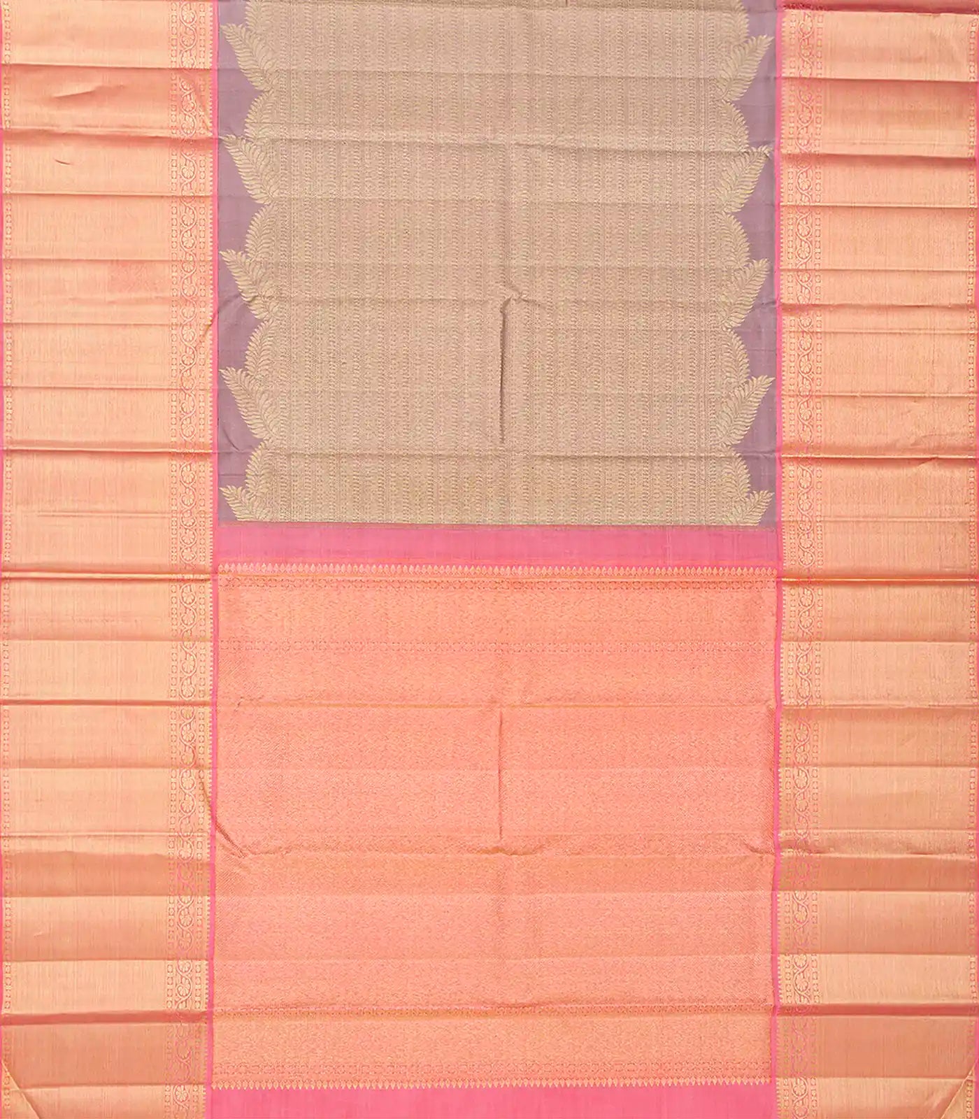 Lavender Handloom Kanchipuram Silk Saree Mango Motifs-Lavander