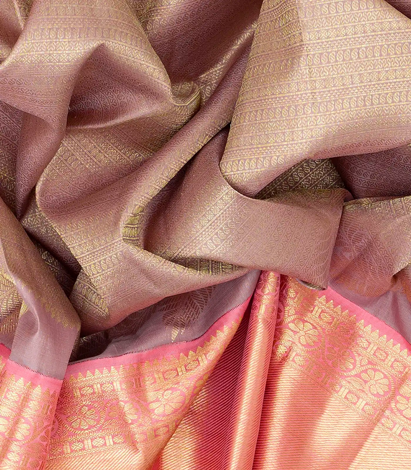 Lavender Handloom Kanchipuram Silk Saree Mango Motifs-Lavander