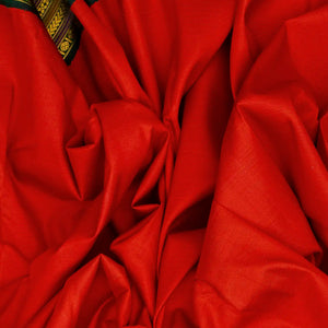Red Handloom Kanchipuram Korvai Silk Saree With Green Border-Red