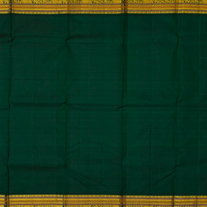 Red Handloom Kanchipuram Korvai Silk Saree With Green Border-Red