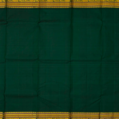Red Handloom Kanchipuram Korvai Silk Saree With Green Border-Red
