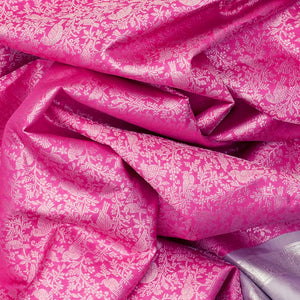 Pink Handloom Kanchipuram Silk Saree With Vanasingaram Motifs-Pink