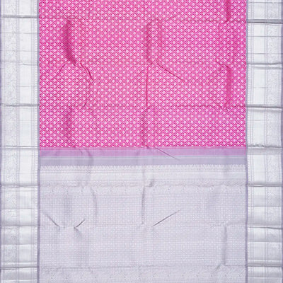 Hot Pink Handloom Kanchipuram Silk Saree With Floral Jaal Motifs -Hot Pink