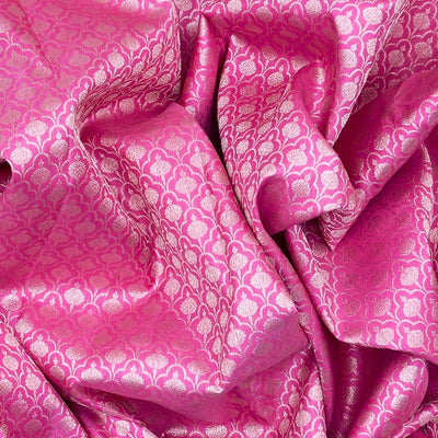 Hot Pink Handloom Kanchipuram Silk Saree With Floral Jaal Motifs -Hot Pink