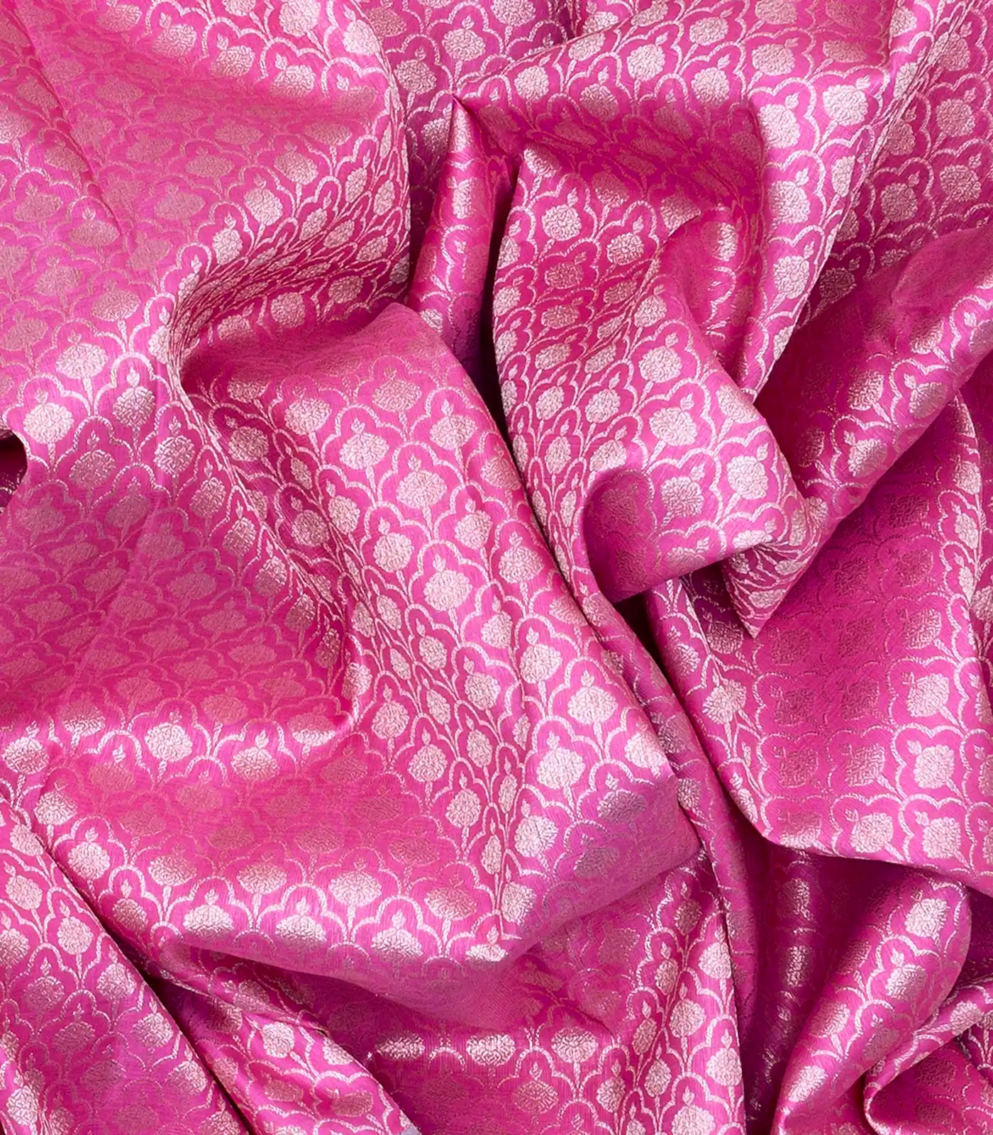 Hot Pink Handloom Kanchipuram Silk Saree With Floral Jaal Motifs -Hot Pink