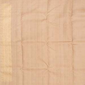 Peach Handloom Kanchipuram Silk Saree With Meena Floral Motifs-Peach