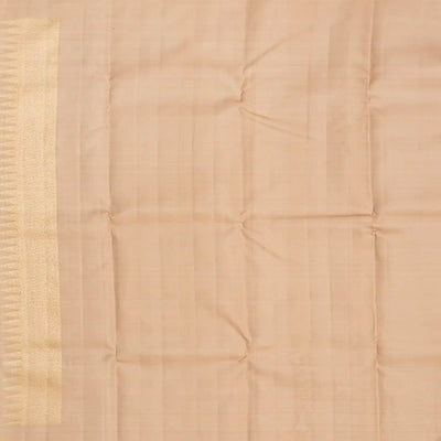 Peach Handloom Kanchipuram Silk Saree With Meena Floral Motifs-Peach