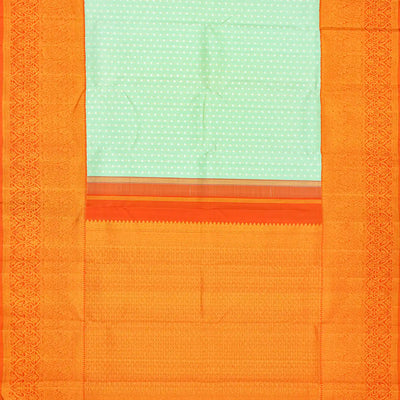 Light Green Handloom Kanchipuram Silk Saree With Floral Stripes-Light Green