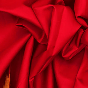 Red Handloom Kanchipuram Korvai Silk Saree With Temple Border-Red