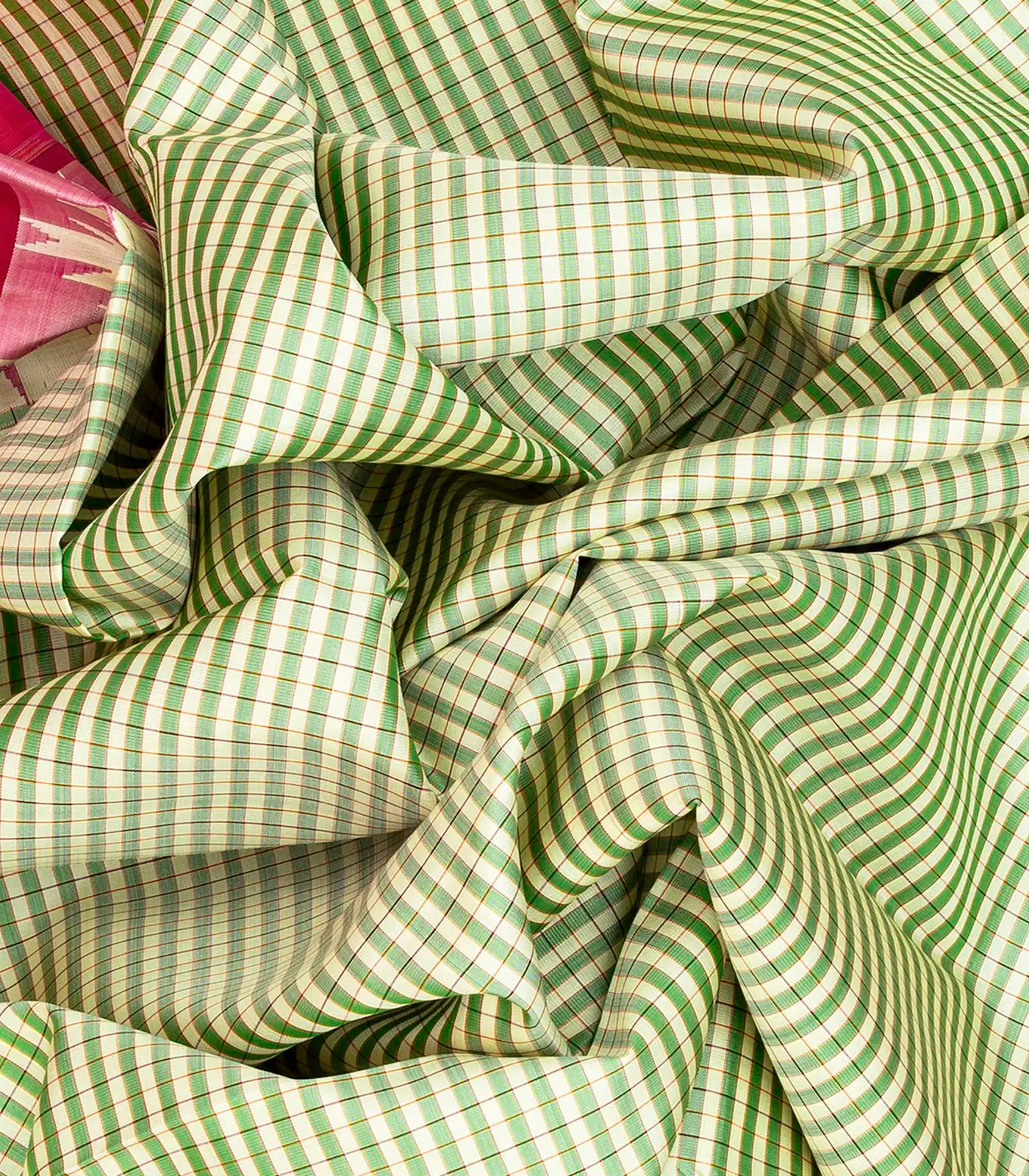 Off White Handloom Kanchipuram Korvai Silk Saree With Checks-Off White