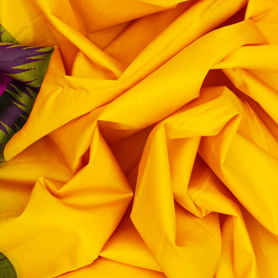 Yellow Handloom Kanchipuram Korvai Silk Saree With Ganga Jamuna Border-Yellow