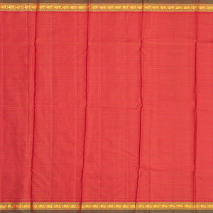 Red Handloom Kanchipuram Silk Saree With Checks-Red