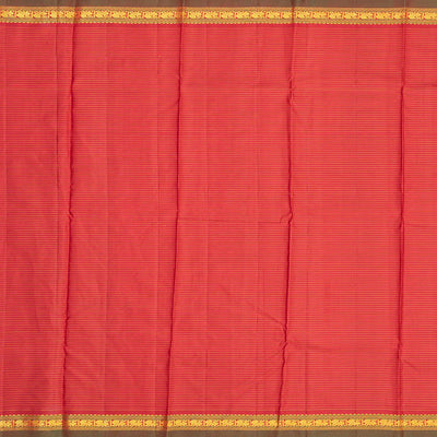 Red Handloom Kanchipuram Silk Saree With Checks-Red