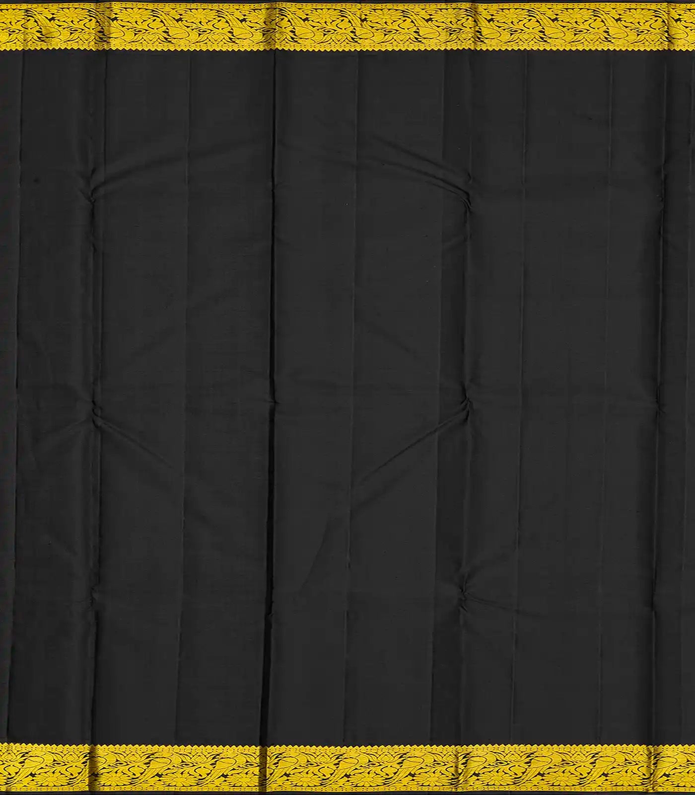 Red Handloom Kanchipuram Korvai Silk Saree With Black Border-Red