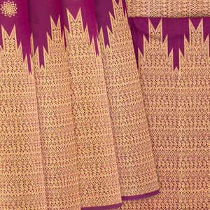 Magenta Handloom Kanchipuram Silk Saree With Temple Border-Magenta