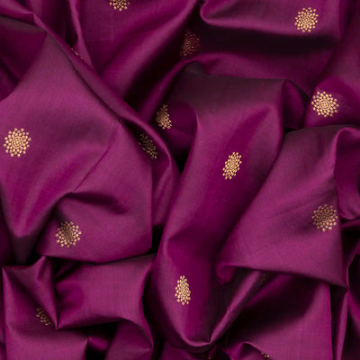 Magenta Handloom Kanchipuram Silk Saree With Temple Border-Magenta