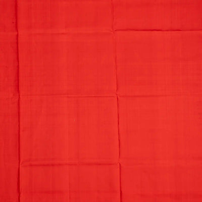 Red Handloom Kanchipuram Silk Saree With Corner Mango Butta-Red