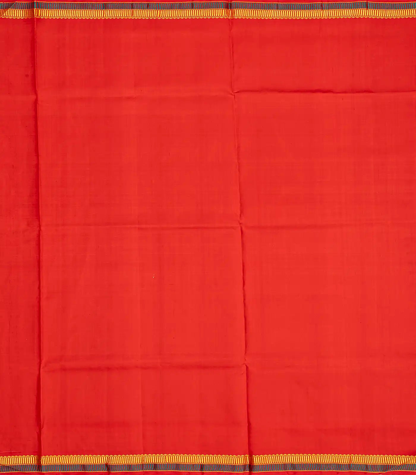 Red Handloom Kanchipuram Silk Saree With Corner Mango Butta-Red