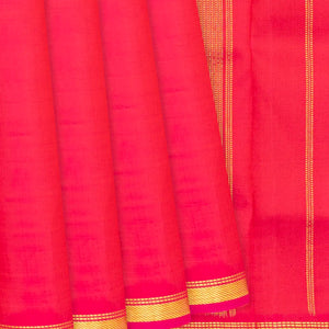 Hot Pink Handloom Kanchipuram Silk Saree With Piping Border-Hot Pink
