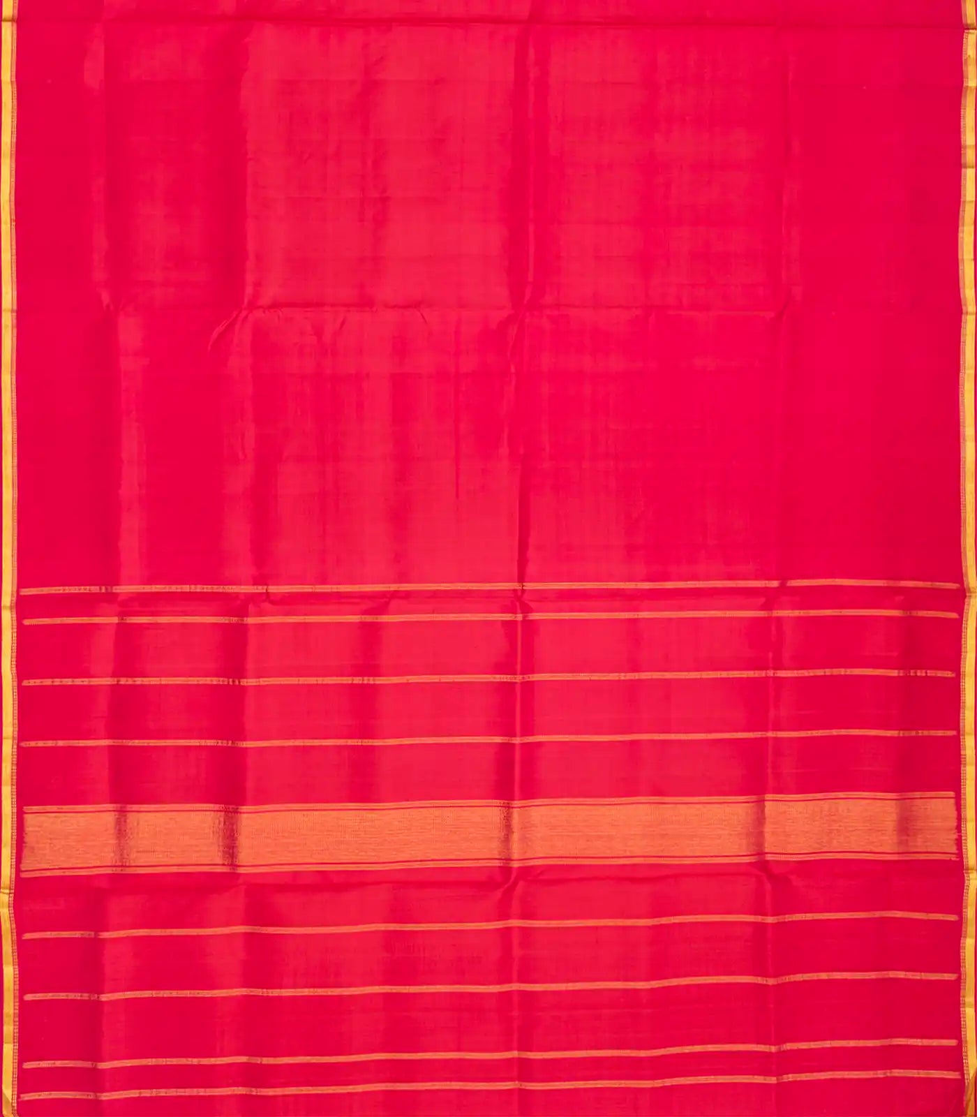 Hot Pink Handloom Kanchipuram Silk Saree With Piping Border-Hot Pink
