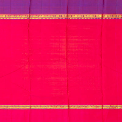 Orange Handloom Kanchipuram Silk Saree With Zari Checks-Orange