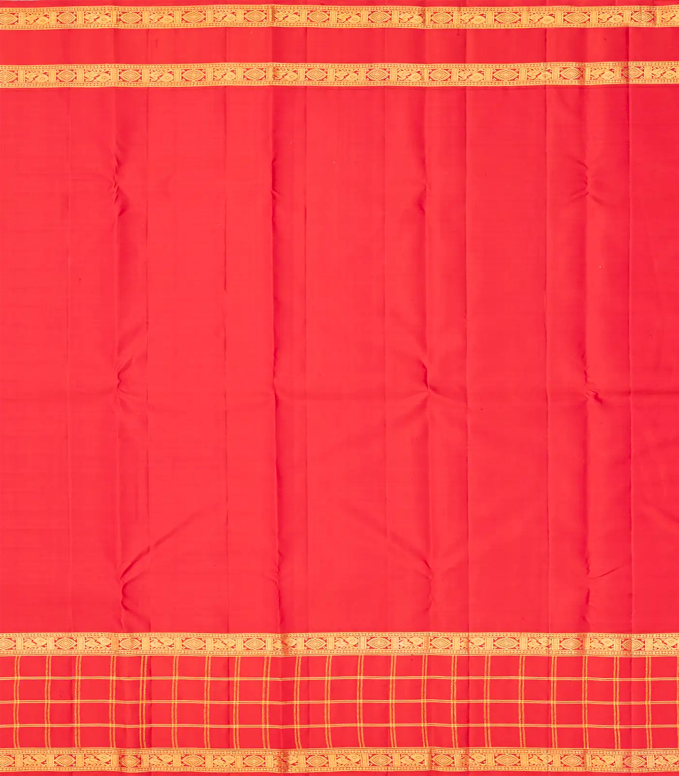 Multi Colour Handloom Kanchipuram Korvai Silk Saree With Stripes-Multi colour