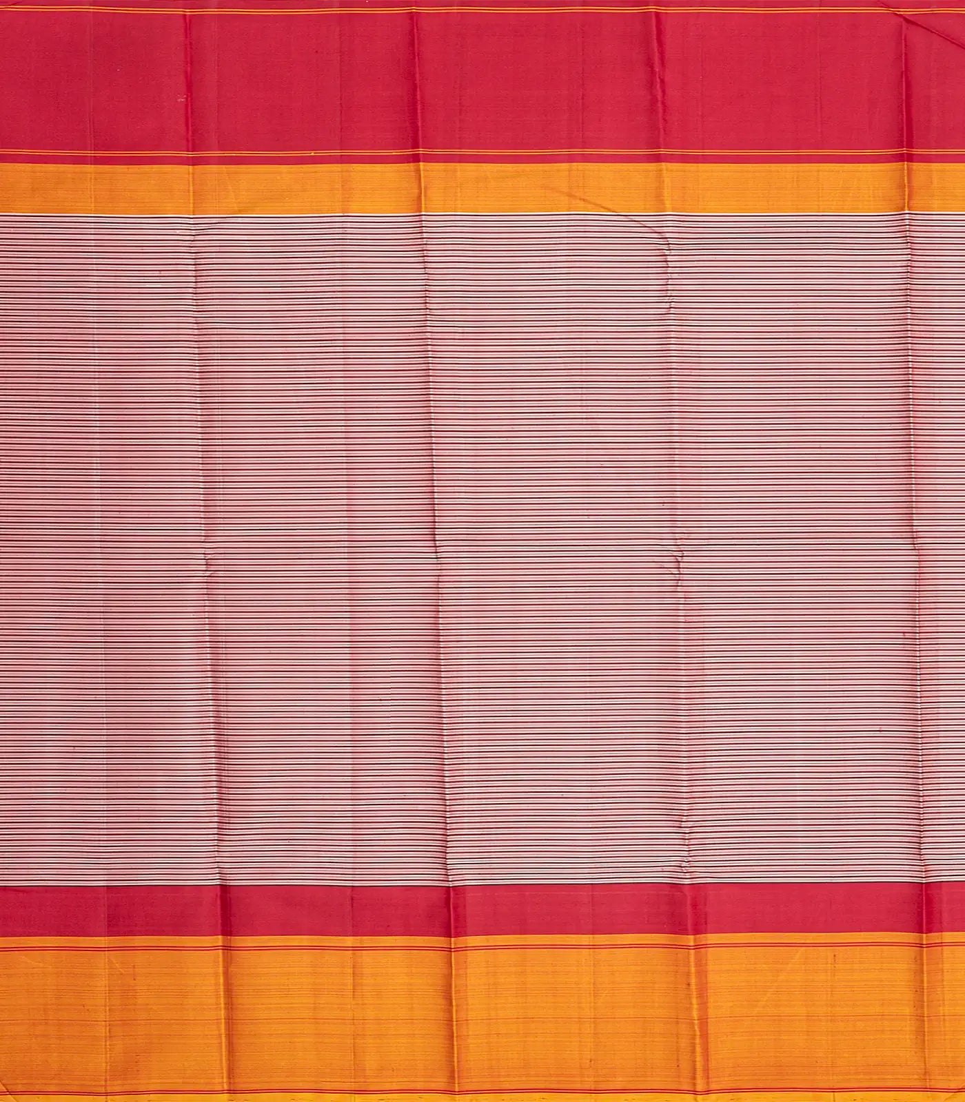 Grey Handloom Kanchipuram Korvai Silk Saree With Stripes-Grey