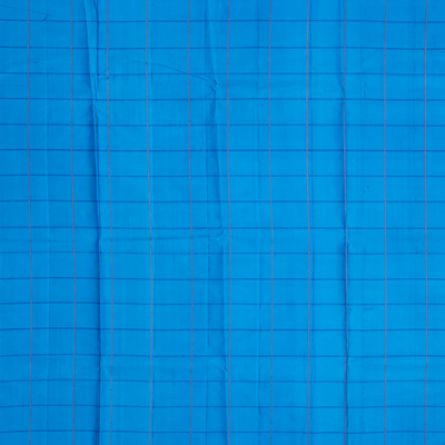 Midnight Blue Handloom Kanchipuram Silk Saree With Checks-Midnight Blue