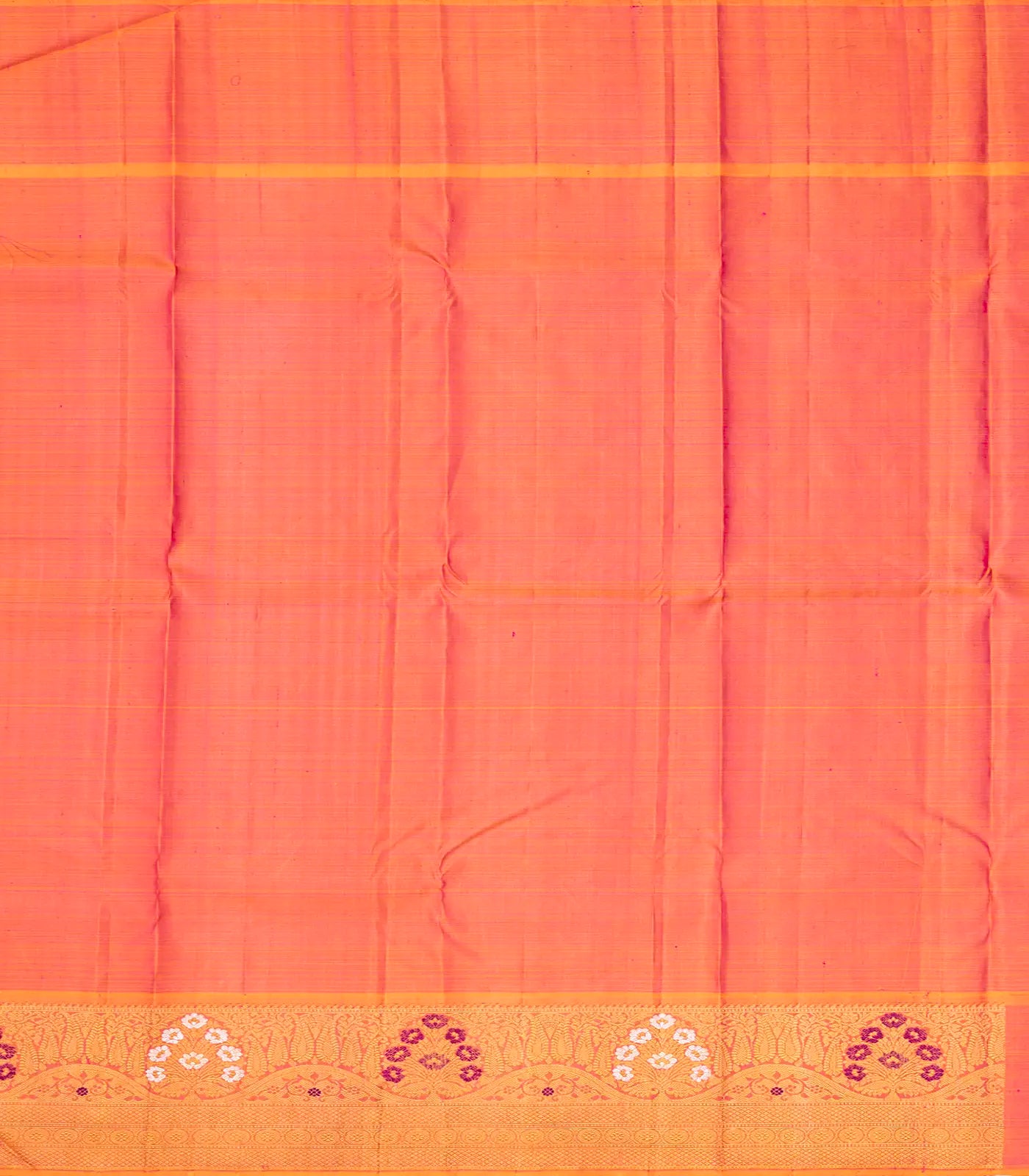 White Handloom Kanchipuram Korvai Silk Saree With Zari Buttas-White