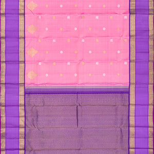 Baby Pink Handloom Kanchipuram Korvai Silk Saree With Zari Buttas-Baby Pink