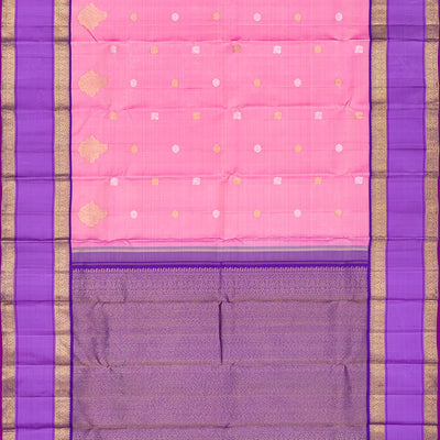 Baby Pink Handloom Kanchipuram Korvai Silk Saree With Zari Buttas-Baby Pink