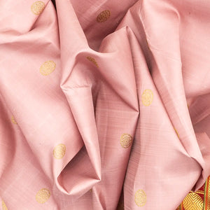 Baby Pink Handloom Kanchipuram Korvai Silk Saree With Annam Buttas-Baby Pink
