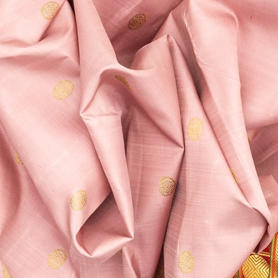 Baby Pink Handloom Kanchipuram Korvai Silk Saree With Annam Buttas-Baby Pink