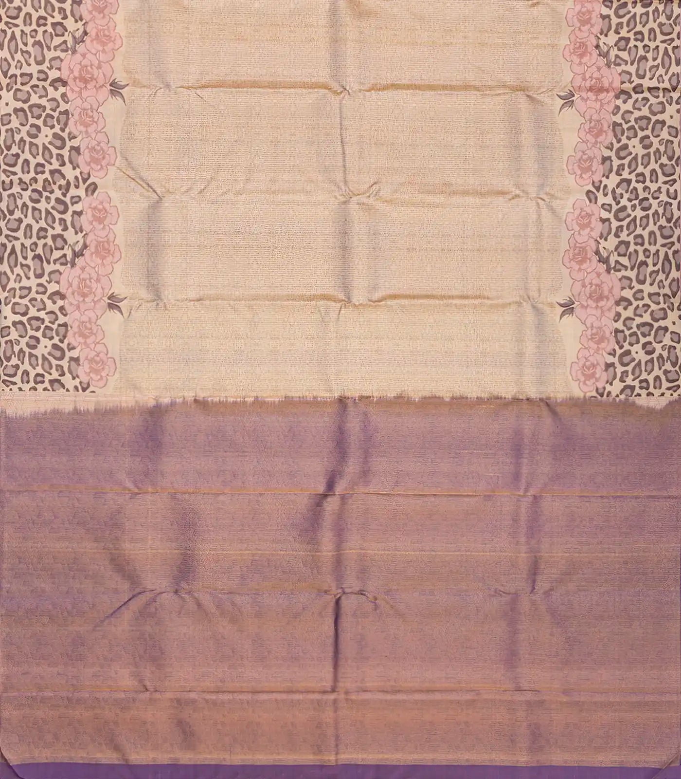 Taupe Handloom Kanchipuram Silk Saree With Abstract Stripes-Taupe